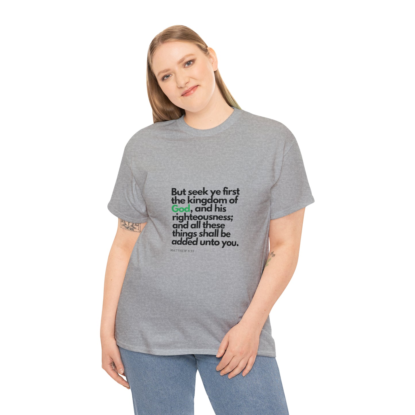 Inspirational Christian T-shirt - "Seek Ye First the Kingdom of God" by Printify