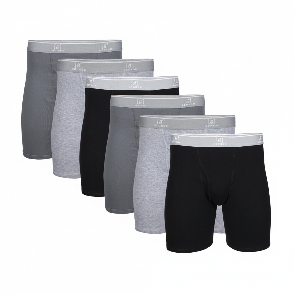 George Men's Regular Leg Boxer Briefs 6-Pack - hero shot white background