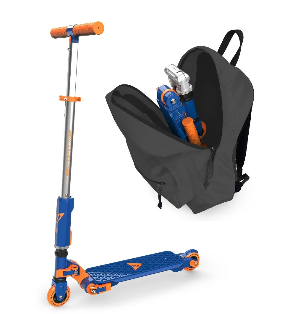 Valor Kick Scooter Toy, Light Foldable Scooter Kids with ABEC7 Wheel Bearing, Outdoor Toys for Kids Ages 8-12 and Up, Blue & Orange