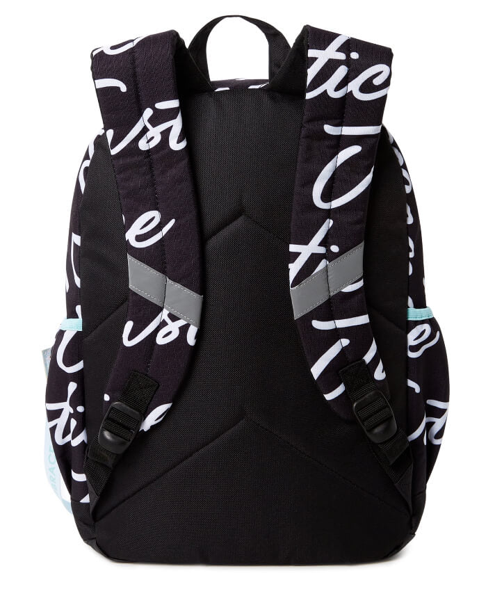 Justice Girls 17" Laptop Backpack 2-Piece Ripstop Lanyard Set Black Blue All Over Print by Walmart