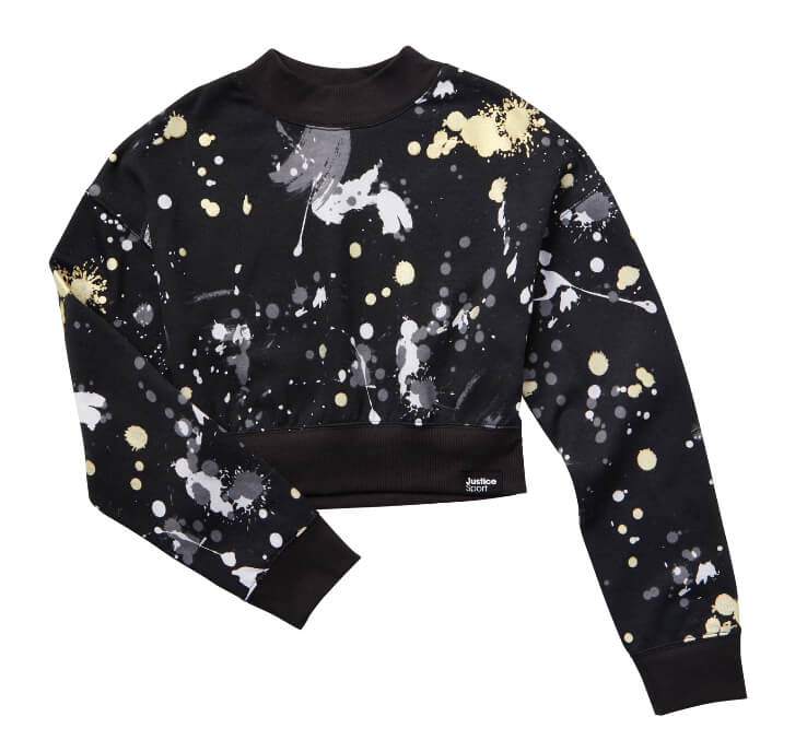 Justice Girls Cropped Fleece Crewneck Sweatshirt by Walmart