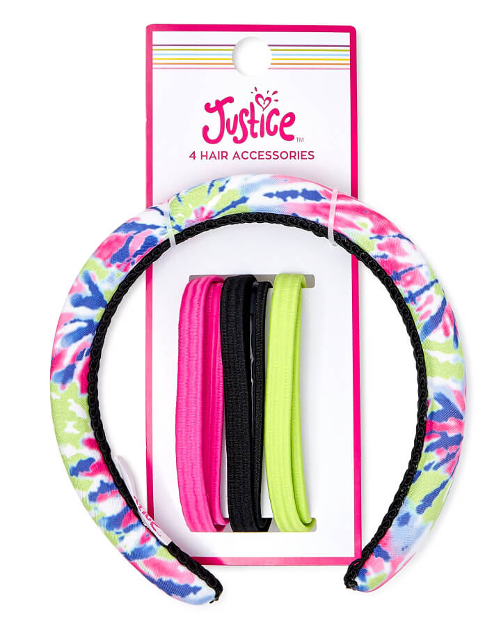 Justice Girls Tie Dye Headband & Solid Elastic Headwraps, 4-Pack by Walmart