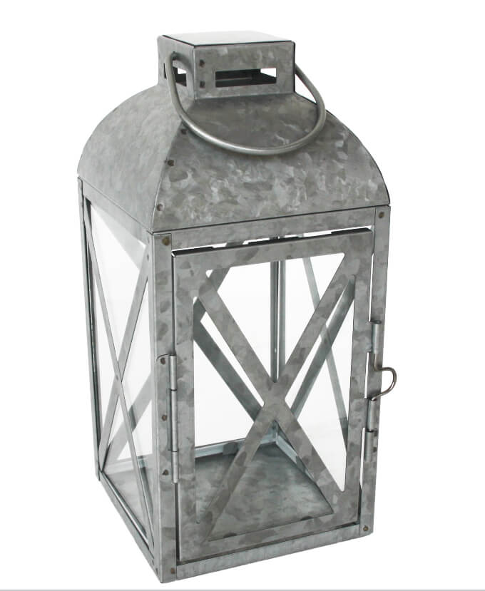 Mainstays Small Galvanized Metal Candle Holder Lantern, Antique Gray by Walmart