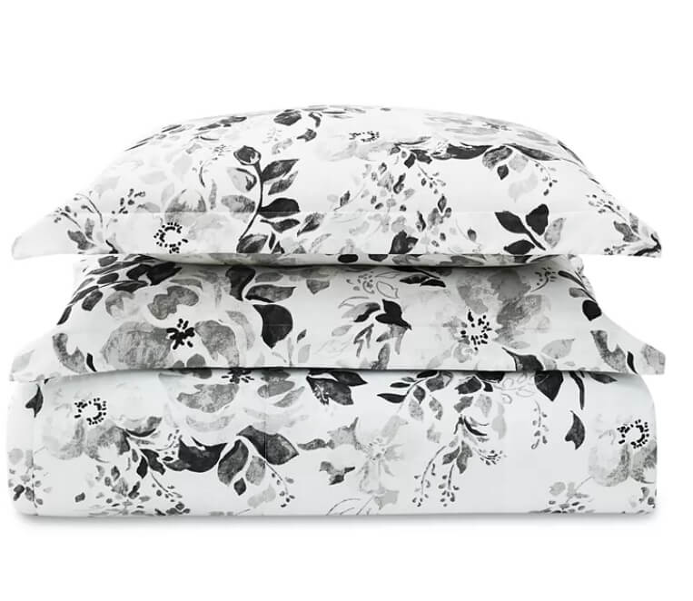 Pem America Black and White 3-Pc. Floral-Print Full/Queen Comforter Set by Macys