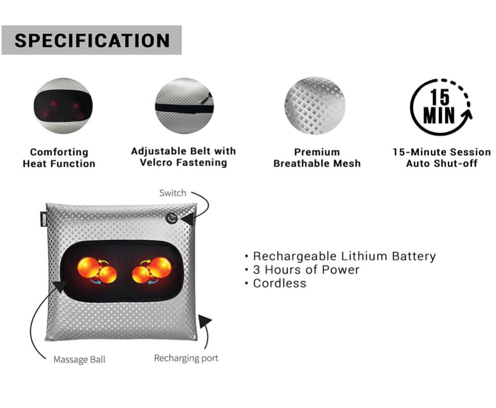 Shiatsu Back and Neck Massager with Heat - Wireless Massage Pillow with Deep Tissue Kneading by Amazon