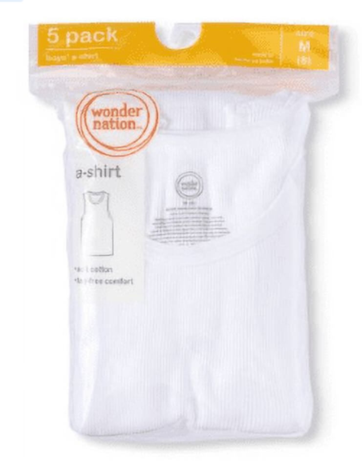 Wonder Nation Boys White Tank Undershirt, 5-Pack by Walmart
