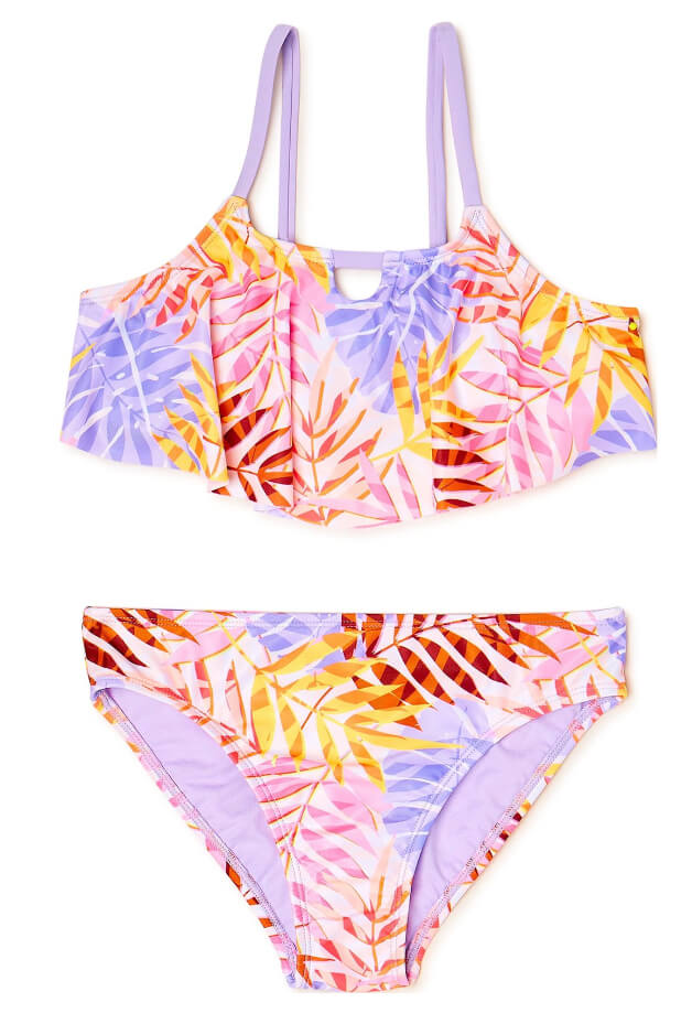 Wonder Nation Girls Lush Leaf 2-Piece Bikini Swimsuit by Wonder Nation