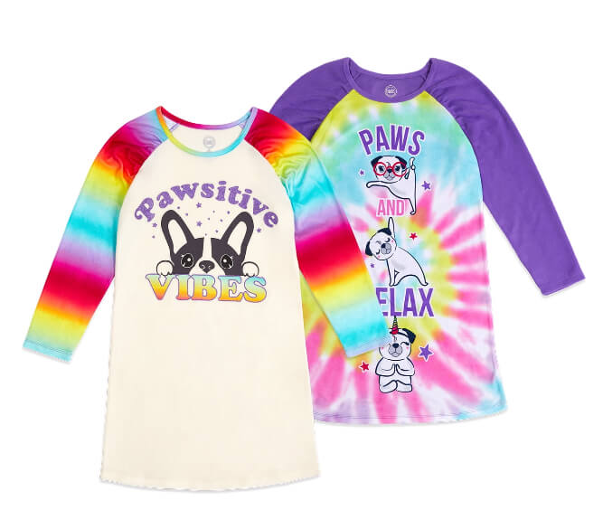 Wonder Nation Girls Super Soft Fleece Long Sleeve Nightgown, 2-Pack, Puppy by Walmart