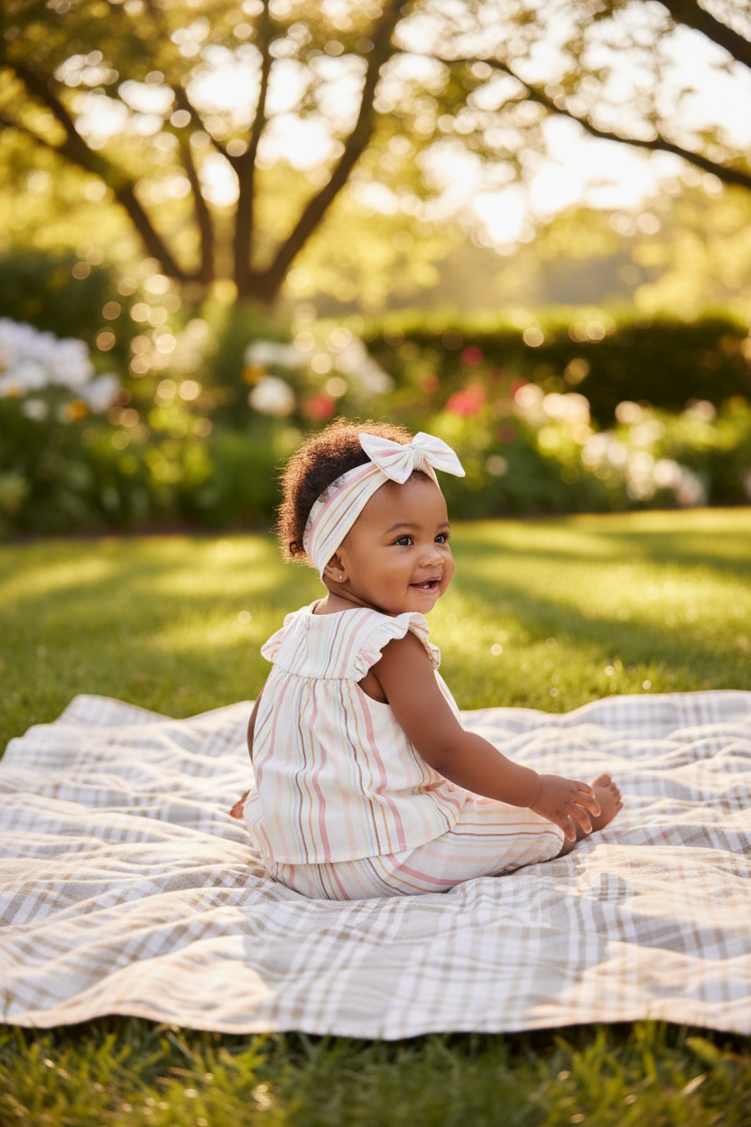 Wonder Nation Baby Girl 5-Piece Ruffle Outfit Set - lifestyle back view