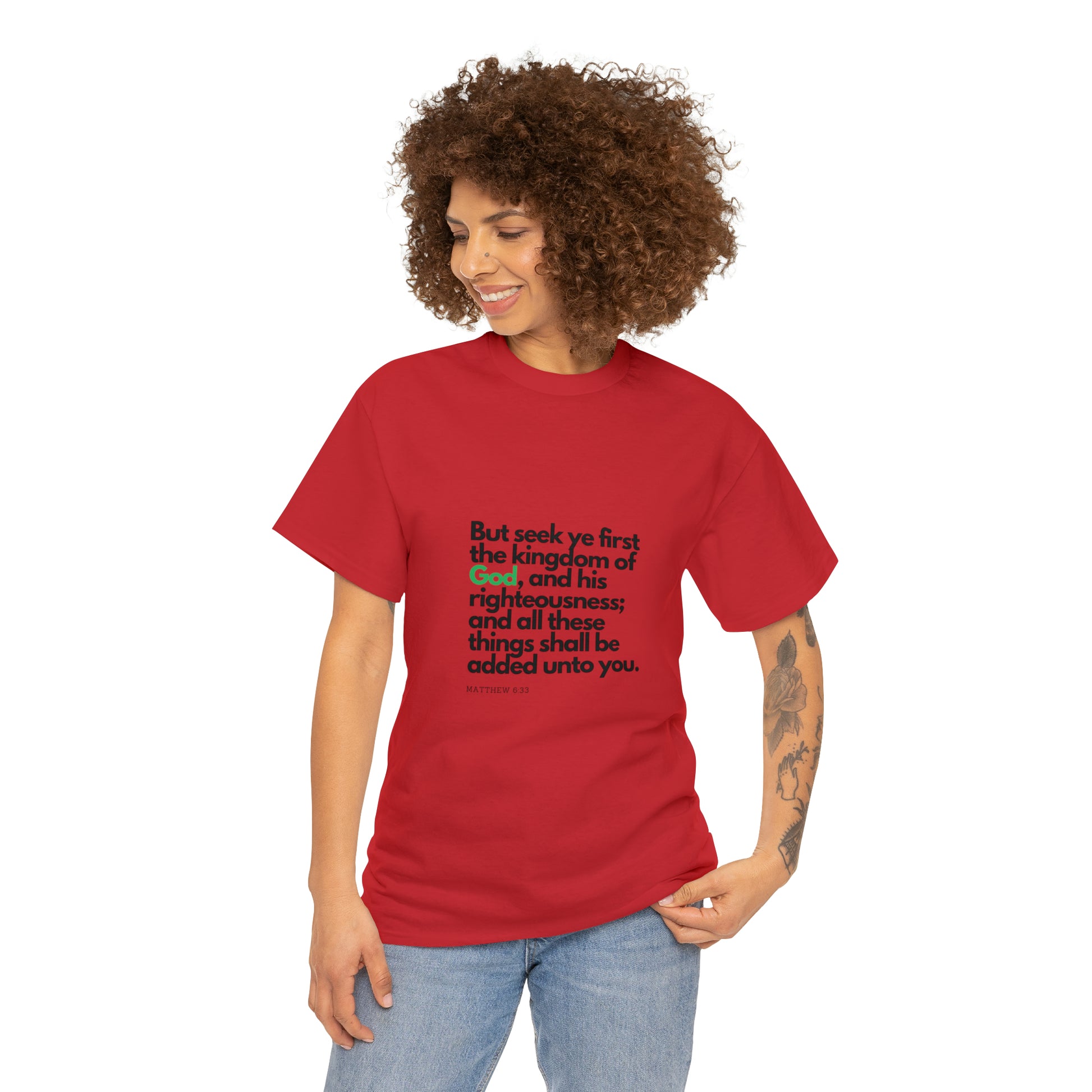 Inspirational Christian T-shirt - "Seek Ye First the Kingdom of God" by Printify