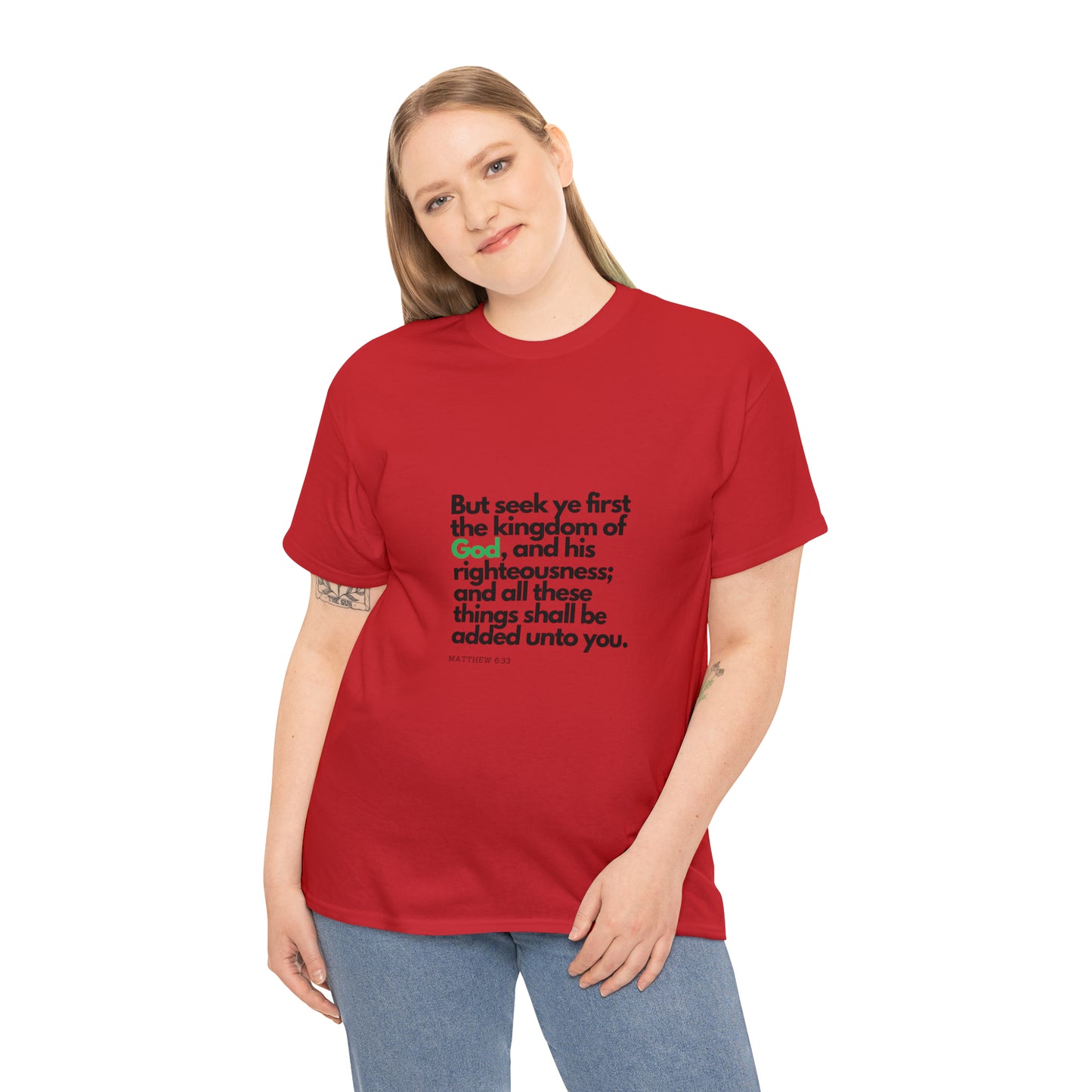 Inspirational Christian T-shirt - "Seek Ye First the Kingdom of God" by Printify