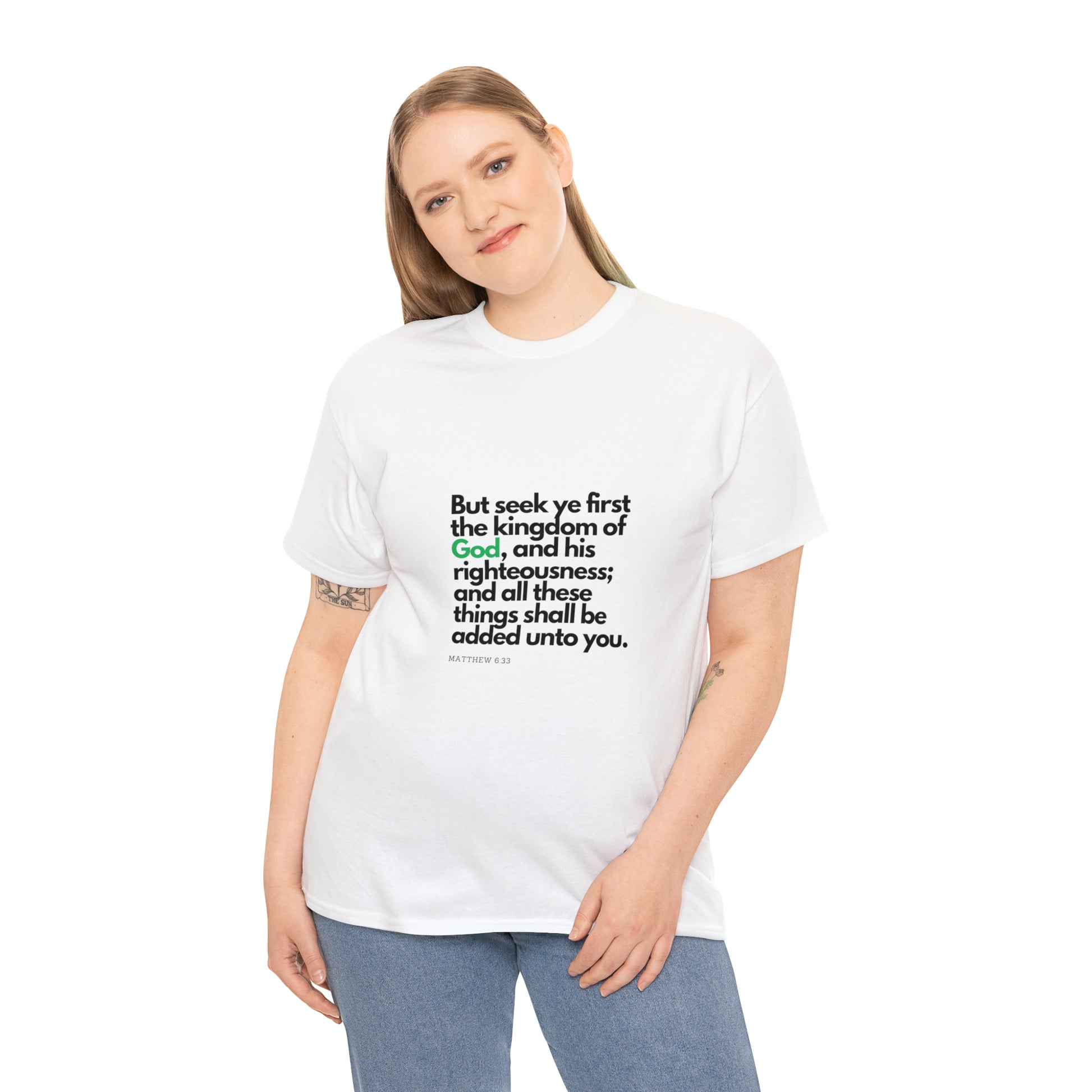 Inspirational Christian T-shirt - "Seek Ye First the Kingdom of God" by Printify