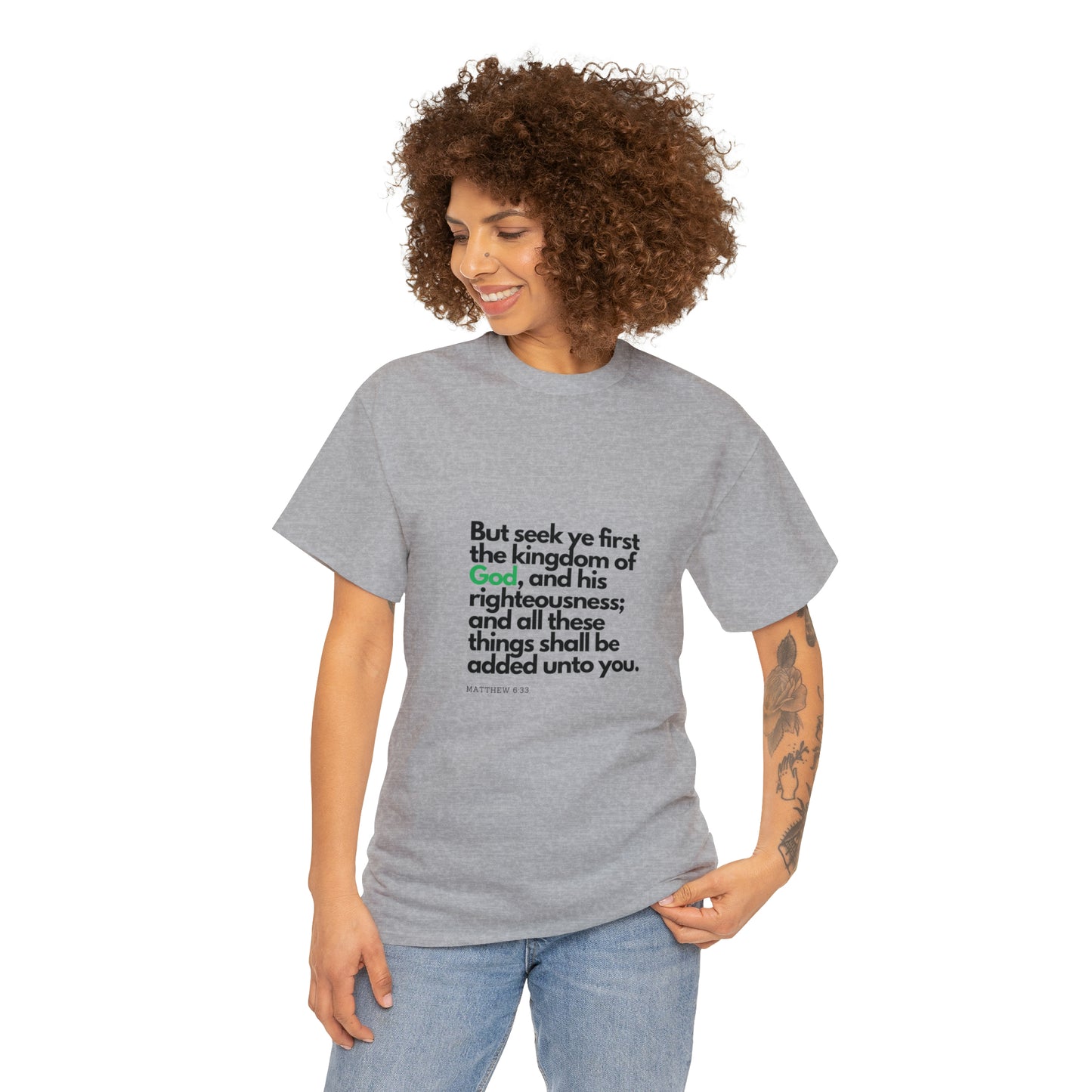 Inspirational Christian T-shirt - "Seek Ye First the Kingdom of God" by Printify
