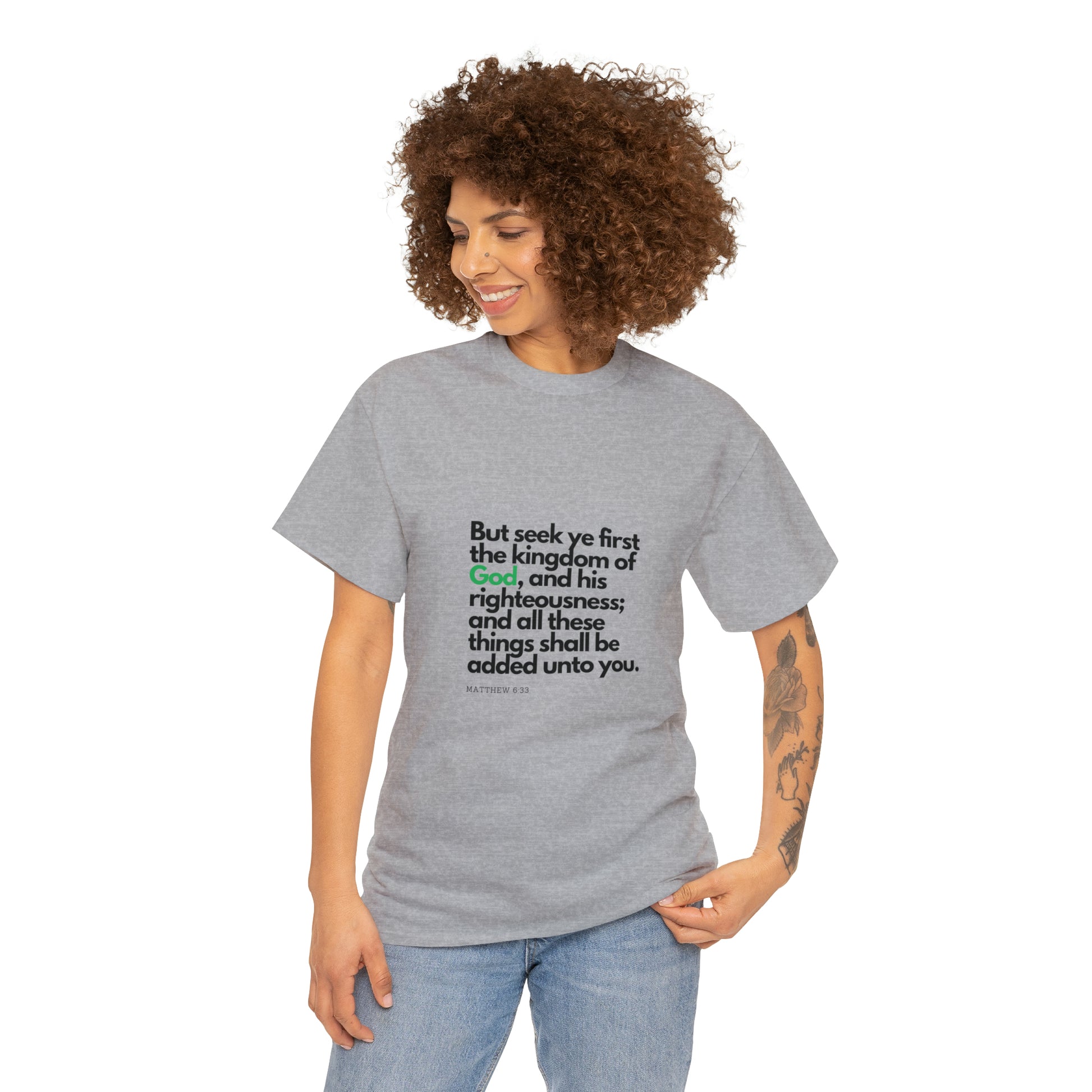Inspirational Christian T-shirt - "Seek Ye First the Kingdom of God" by Printify
