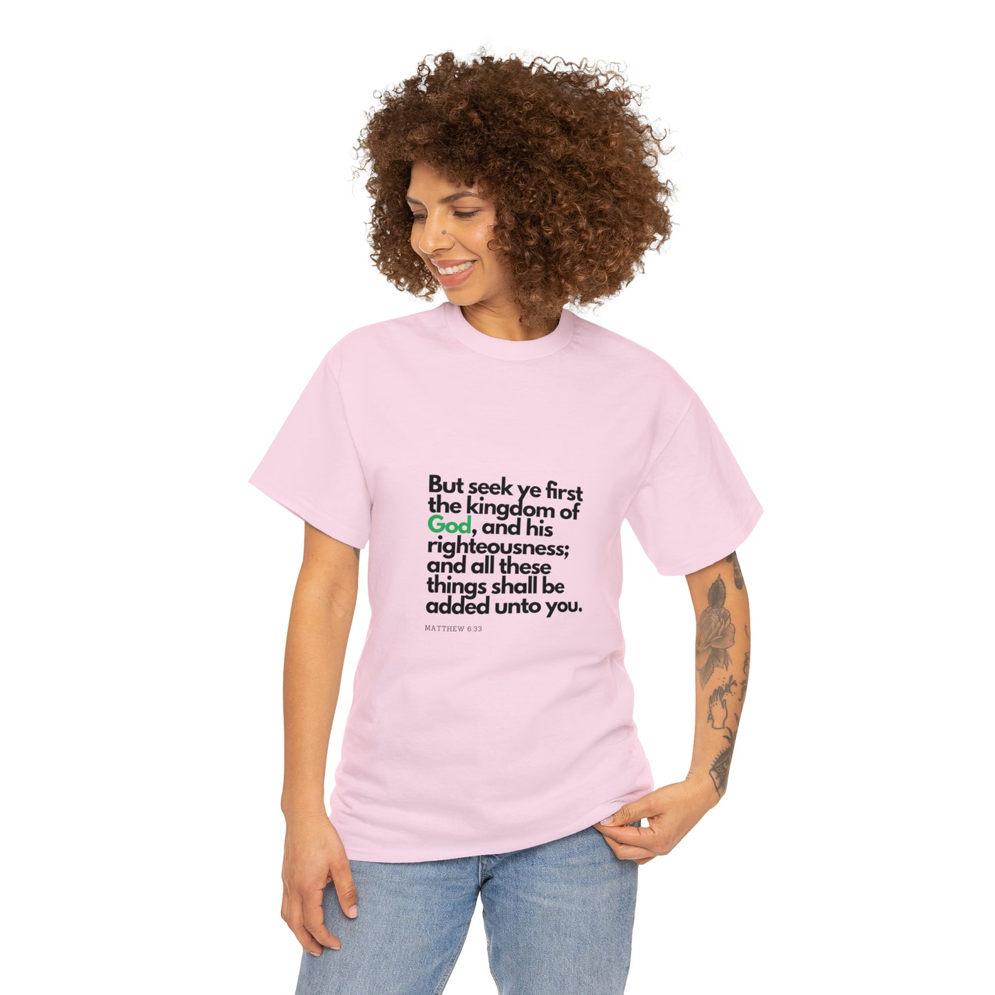 Inspirational Christian T-shirt - "Seek Ye First the Kingdom of God" by Printify