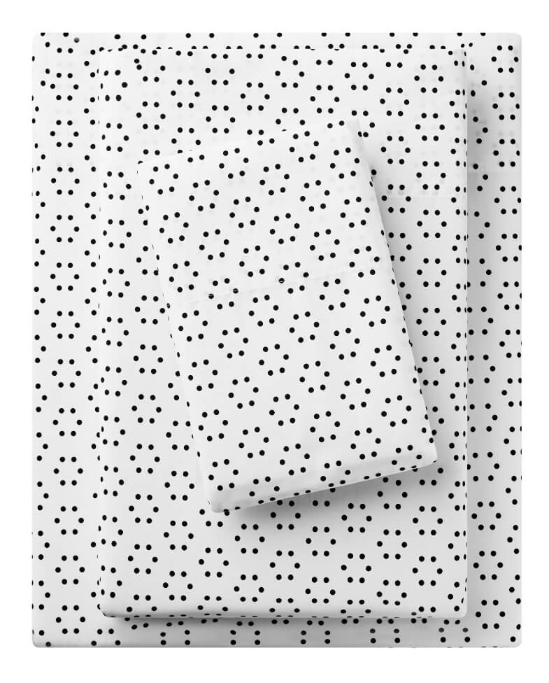Mainstays 3-Piece 300 Thread-Count Sheet Set – Black Dot Floral Pattern by Mainstays