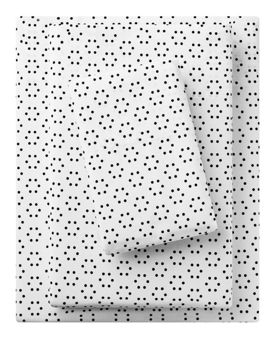 Mainstays 3-Piece 300 Thread-Count Sheet Set – Black Dot Floral Pattern by Mainstays