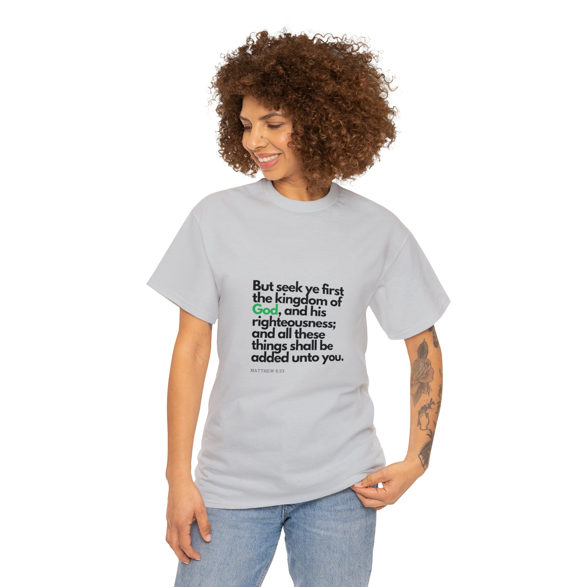 Inspirational Christian T-shirt - "Seek Ye First the Kingdom of God" by Printify