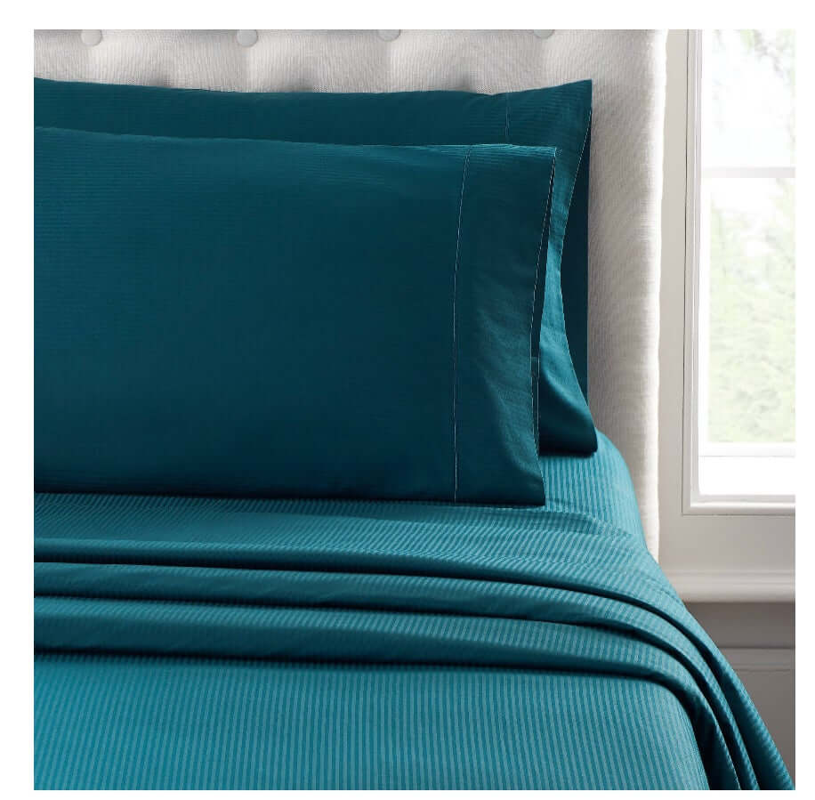 600 Thread Count 100% Luxury Cotton Pillowcases,Striped Teal Rain Green, 1-Pair by Walmart