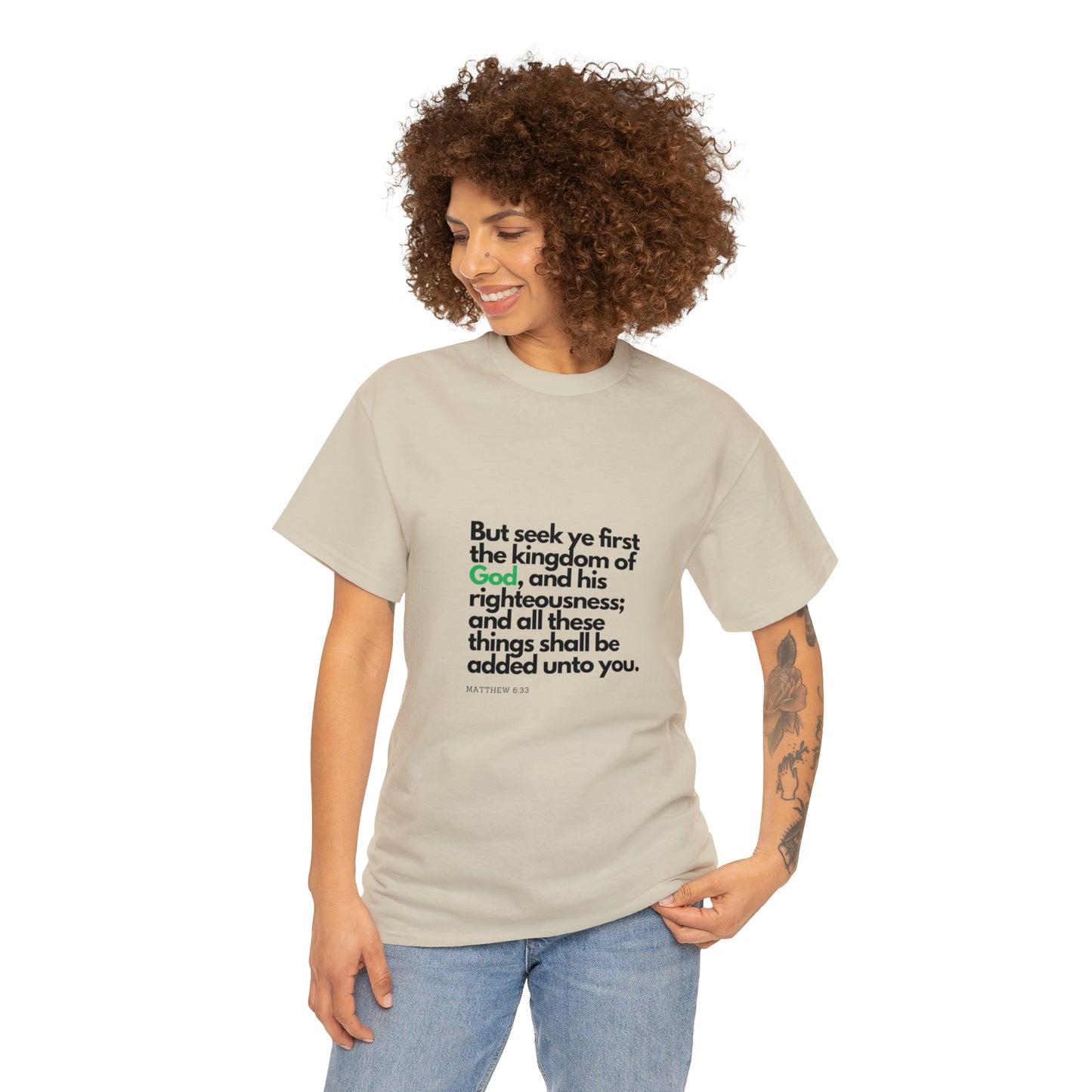 Inspirational Christian T-shirt - "Seek Ye First the Kingdom of God" by Printify