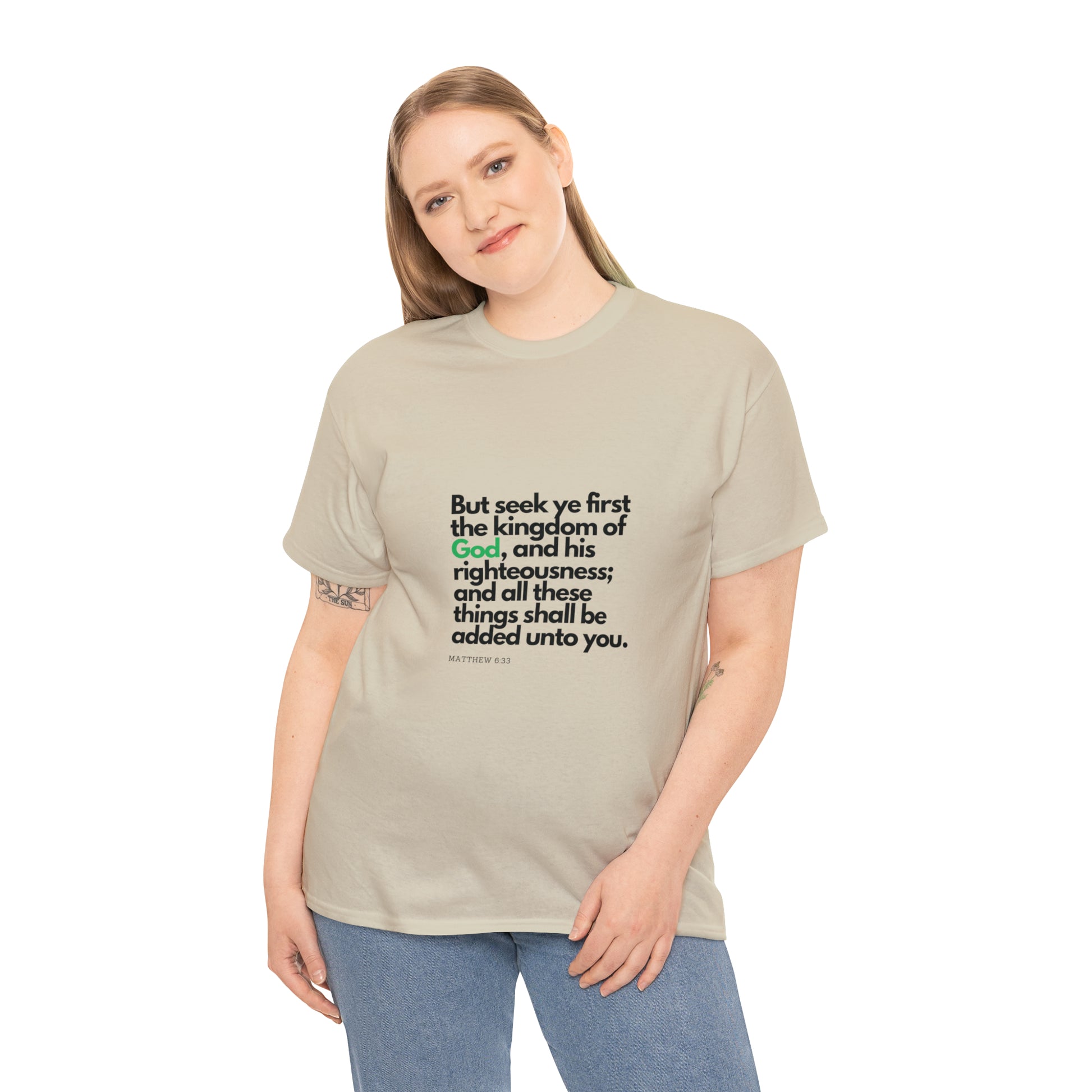 Inspirational Christian T-shirt - "Seek Ye First the Kingdom of God" by Printify