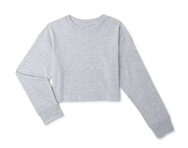 Athletic Works Girls Cropped Graphic T-Shirt with Long Sleeves by Walmart
