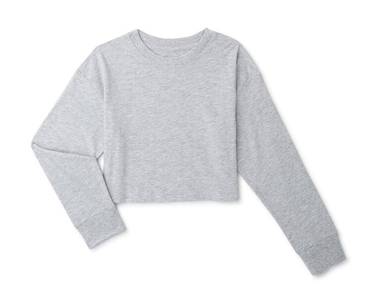 Athletic Works Girls Cropped Graphic T-Shirt with Long Sleeves by Walmart