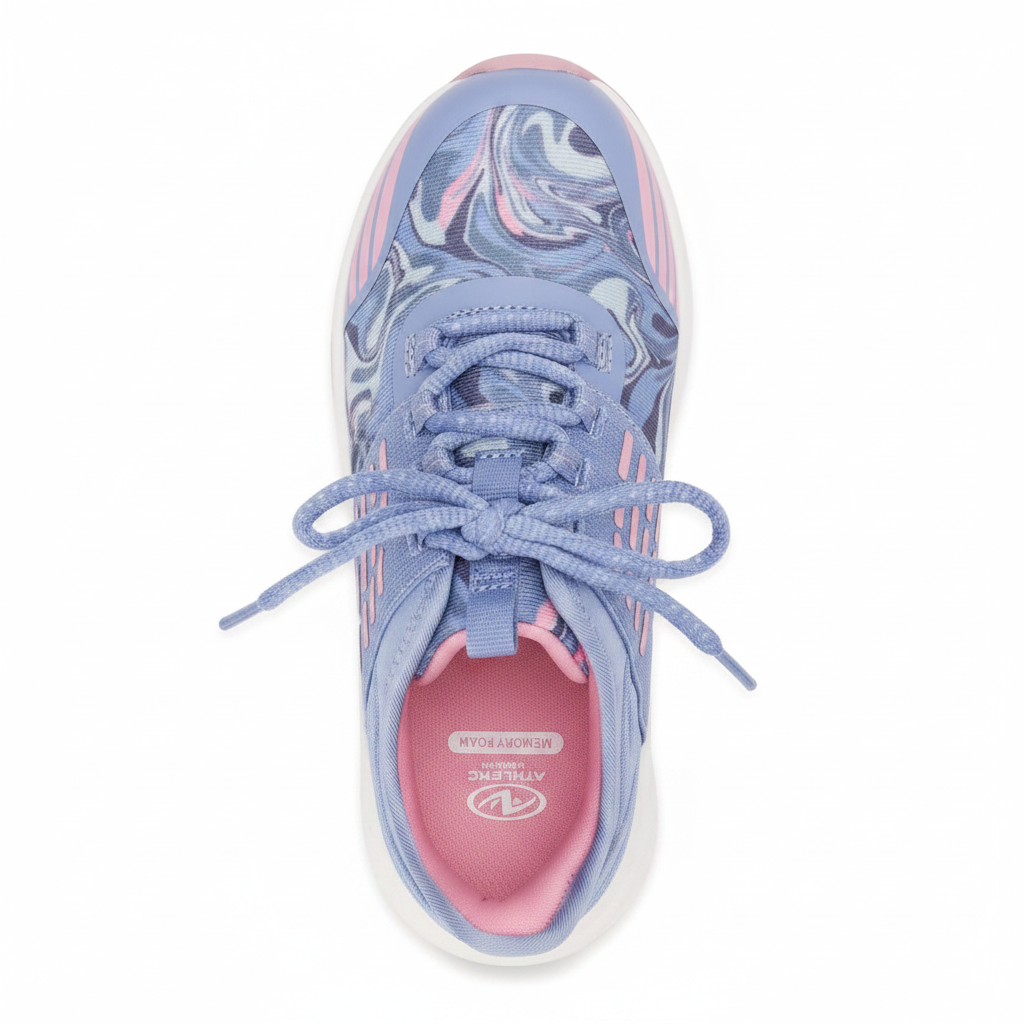 Athletic Works Periwinkle Girls Mesh Running Sneakers With Memory Foam Insole by Athletic Works