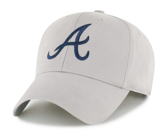 Atlanta Braves Structured Unisex Cotton Hat – Grey, 47 Brand, Official MLB Gear by 47 Brand