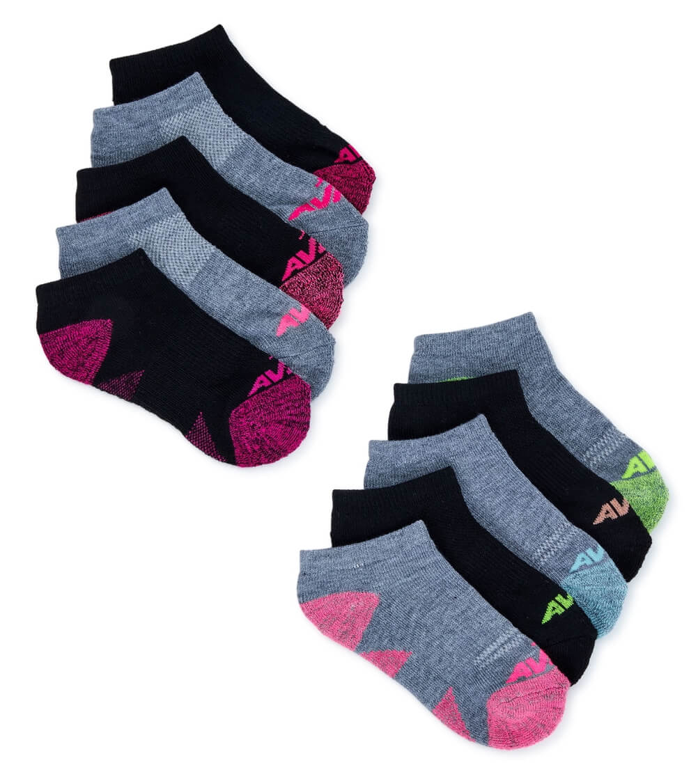 Avia Girls' No Show Socks – Cushioned, Breathable Cotton, Multi-Pack, Assorted Colors by Avia