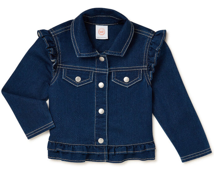 Baby Girls' Knit Ruffle Denim Jacket by Walmart