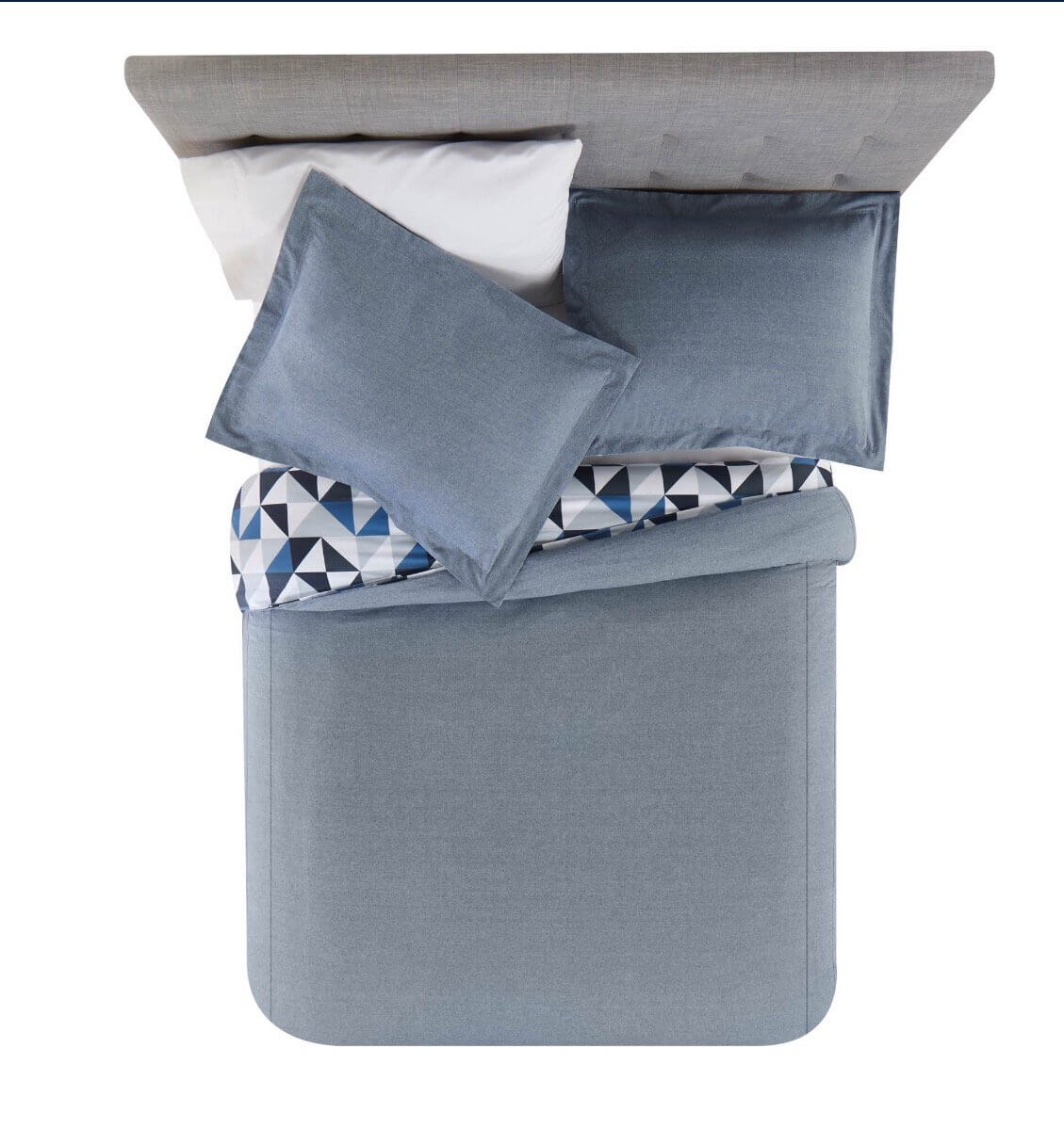 Better Homes & Gardens Reversible Chambray Triangle Duvet Cover Set by Nikki