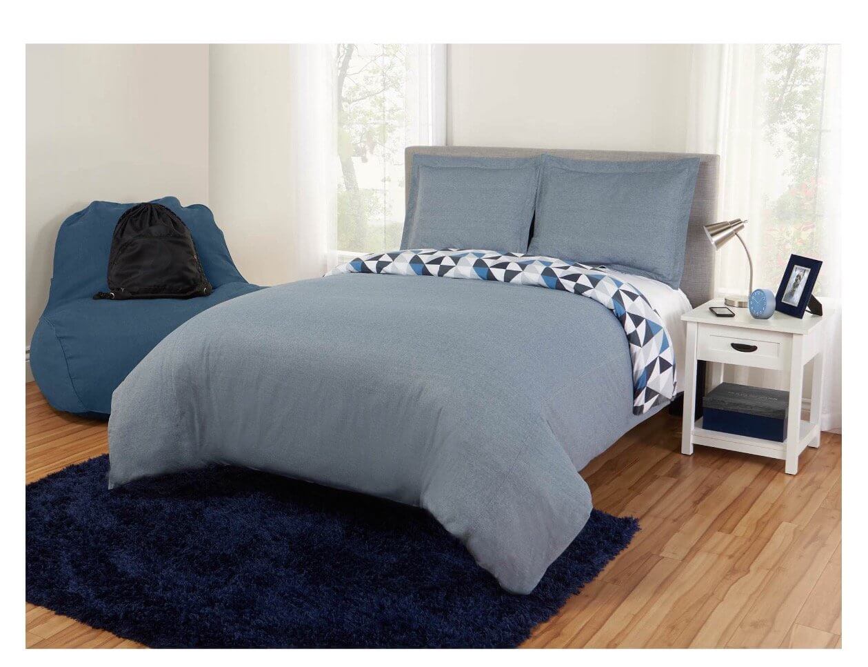 Better Homes & Gardens Reversible Chambray Triangle Duvet Cover Set by Nikki