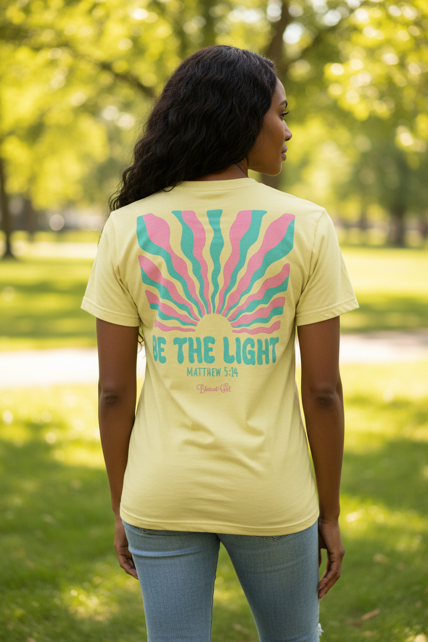 Blessed Girl Women's Be The Light T Shirt Faith Inspired Tee Large by Blessed Girl