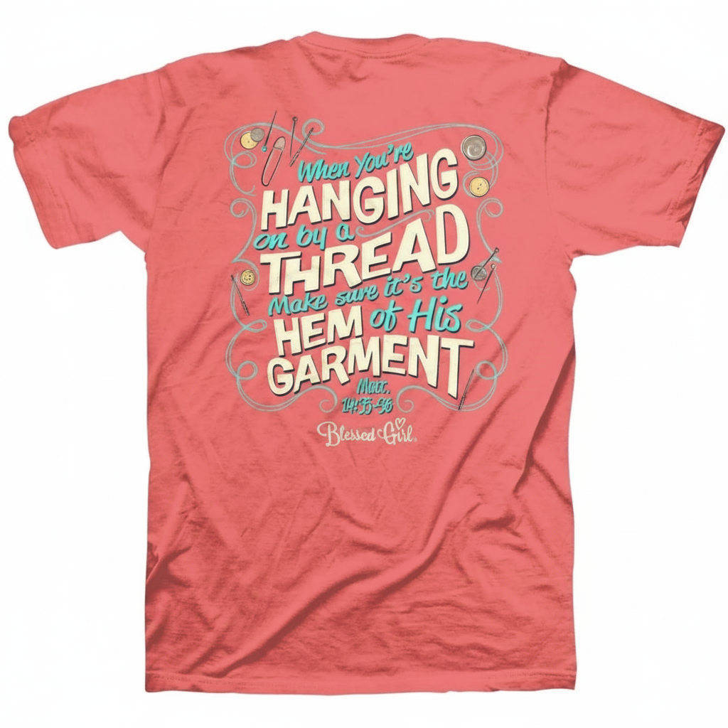 Blessed Girl Womens Faith Tee Hanging On By A Thread Hem Of His Garment by Blessed Girl