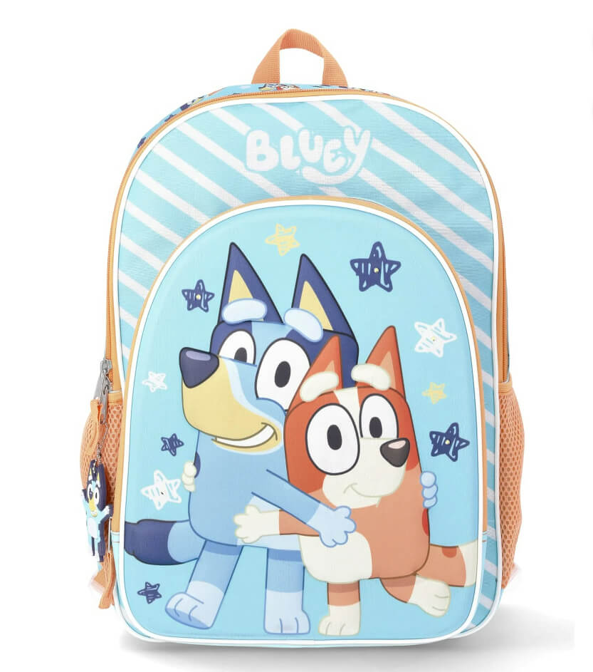 Bluey 17" Kids Light-Up Backpack – Motion-Activated Front Panel, Spacious Design, Bonus Keychain by Bluey