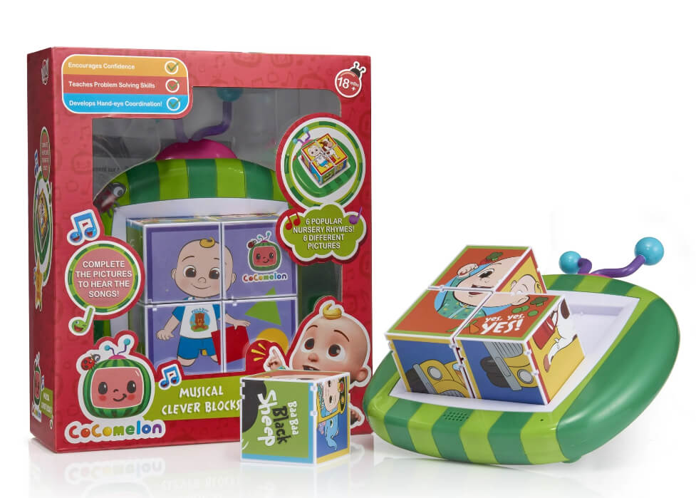CoComelon Musical Clever Blocks – Electronic Learning Toy with 6 Nursery Rhymes for Toddlers 18+ Months by Cocomelon