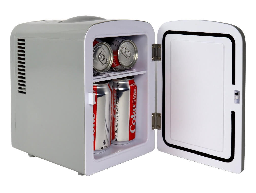 Diet Coke 4L Mini Fridge w/ 12V DC and 110V AC Cords, 6 Can Portable Cooler, Personal Travel Refrigerator, Gray by Walmart