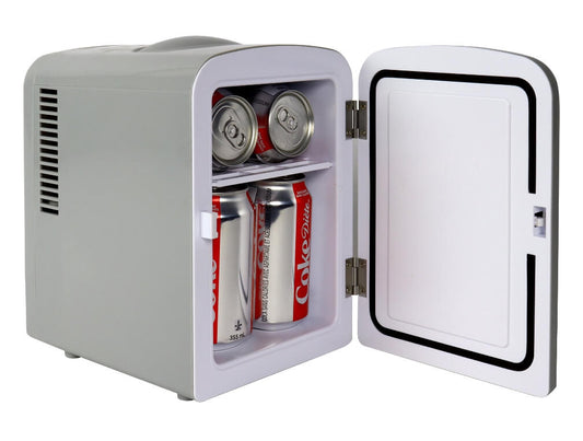 Diet Coke 4L Mini Fridge w/ 12V DC and 110V AC Cords, 6 Can Portable Cooler, Personal Travel Refrigerator, Gray by Walmart