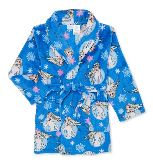 Disney Frozen Girls’ Plush Robe – Cozy Shawl Collar with Allover Frozen Print by Disney
