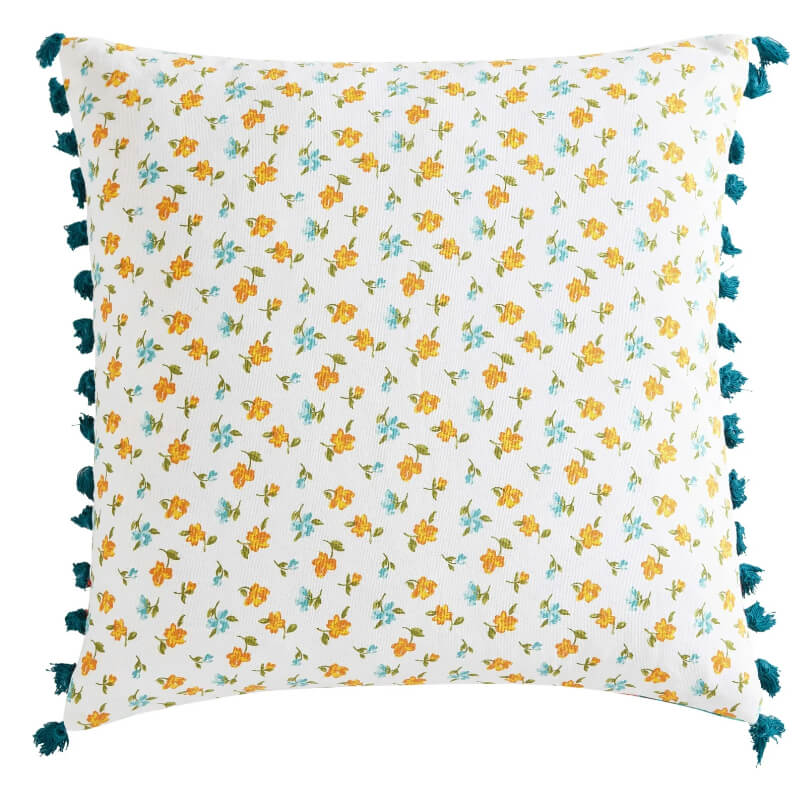 Pioneer Woman Decorative Throw Pillow – 18" x 18" Cotton Embroidered Accent Cushion by The Pioneer Woman