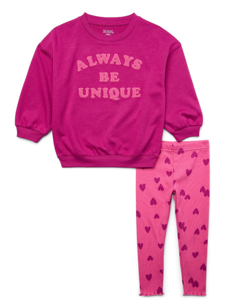 Girls Crewneck Sweatshirt and Leggings, 2-Piece Outfit Set by Garanimals
