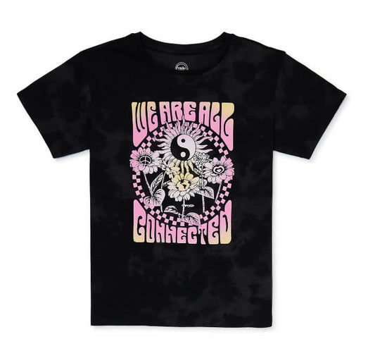 Wonder Nation Girls Short Sleeve Oversized Graphic Tee - We Are All Connected by Walmart