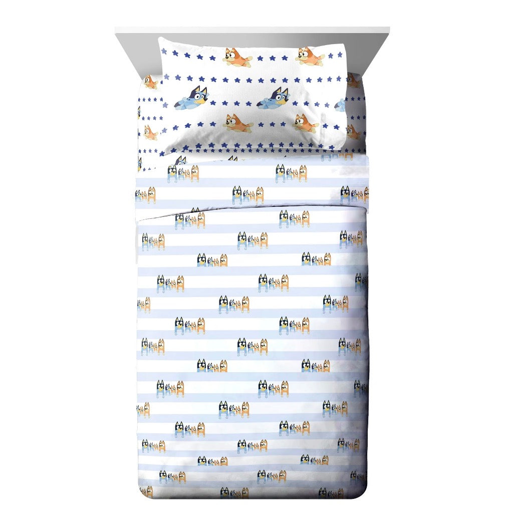 Bluey In The Dream Kids 4-Piece Full Sheet Set, Microfiber, Blue