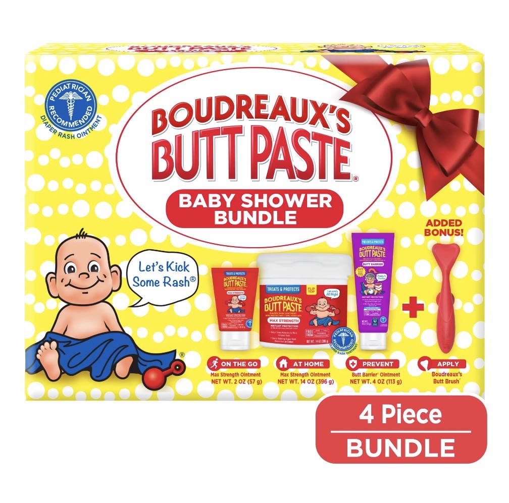 Boudreaux’s Butt Paste Baby Shower Bundle, Includes Max Strength Butt Paste, Barrier & Brush