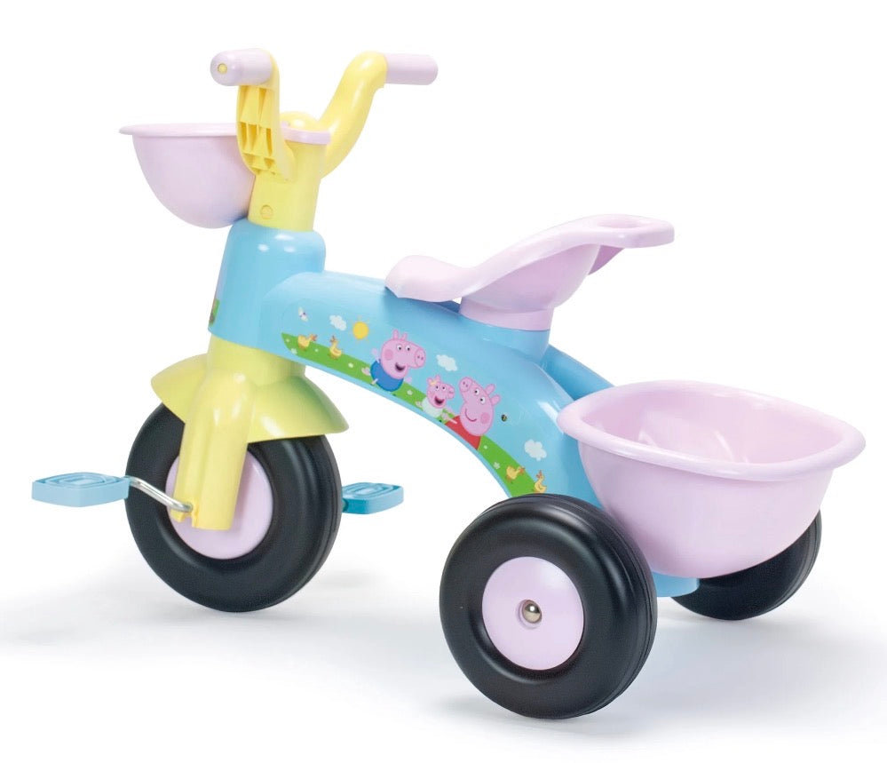 Peppa Pig Toddler Tricycle with Front and Rear Baskets, First Ride-On Bike for Kids
