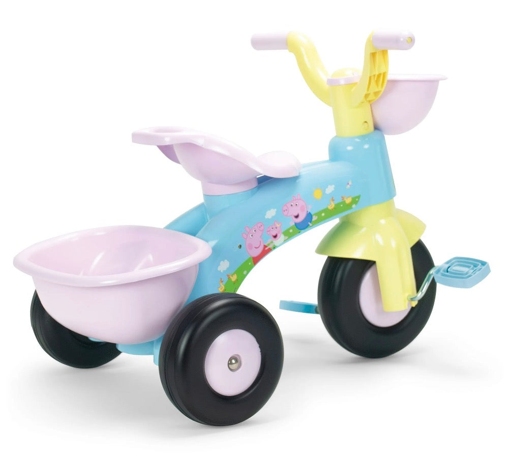 Peppa Pig Toddler Tricycle with Front and Rear Baskets, First Ride-On Bike for Kids