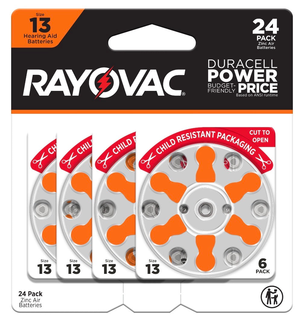 Rayovac Size 13 Hearing Aid Batteries, 24 Pack