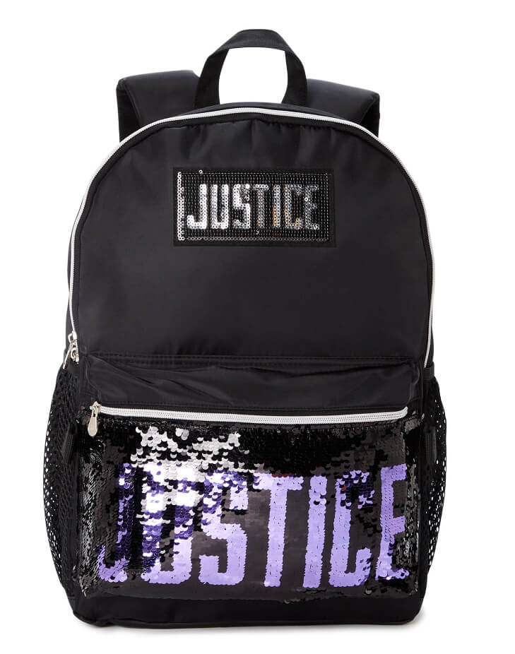 Justice Girls 17" Laptop Backpack 2-Piece Lunch Tote Set Black Sequin by Walmart