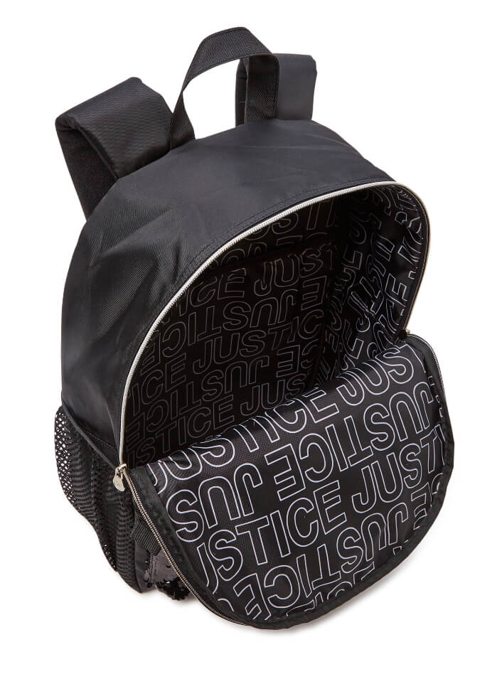 Justice Girls 17" Laptop Backpack 2-Piece Lunch Tote Set Black Sequin by Walmart